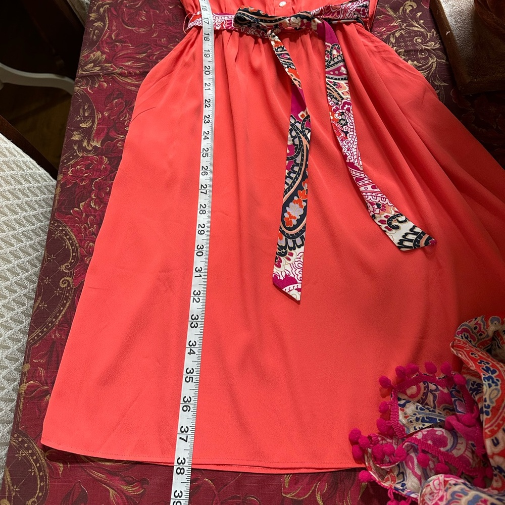 Tommy Hilfiger Coral Button-Front Dress with Printed Scarf Detail - Picture 9 of 11